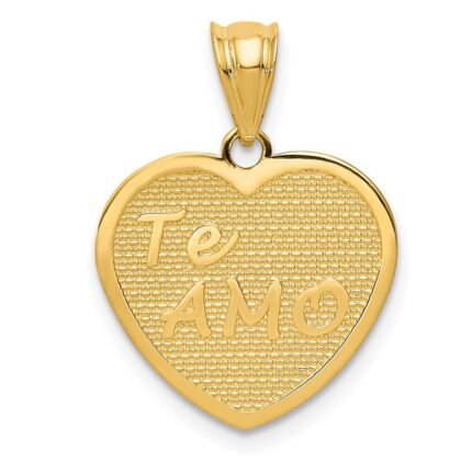 14k Polished TE AMO Heart Pendant