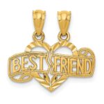 14k Diamond-cut 2-Piece Break-Apart BEST FRIEND Heart Pendant