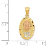 14k Two-tone with White Rhodium Diamond-cut Our Lady of Guadalupe with 15 Pendant - Image 4