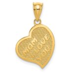14k Polished MOM I LOVE YOU / Cross Reversible Heart Pendant