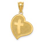 14k Polished MOM I LOVE YOU / Cross Reversible Heart Pendant - Image 3