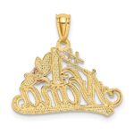 14k Two-tone with White Rhodium Diamond-cut #1 NANA with Rose Pendant - Image 3