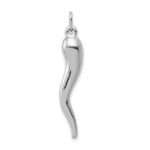 14k White Gold 3-D Italian Horn Charm