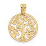 14k Gold Polished Tree in Circle Pendant - Image 3