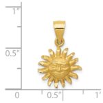 14k Satin Diamond-cut Sun Pendant - Image 4