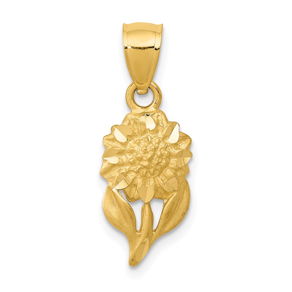 K5971.jpg 14k Satin Diamond-cut Sunflower Pendant - Image 1