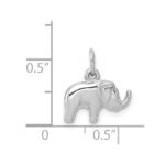 14k White Gold Small Polished Elephant Charm - Image 4
