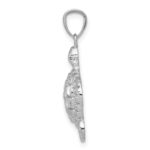 14k White Gold Diamond-cut Polished Sea Turtle Pendant - Image 2