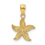 14k with White Rhodium Diamond-cut Starfish Pendant - Image 3