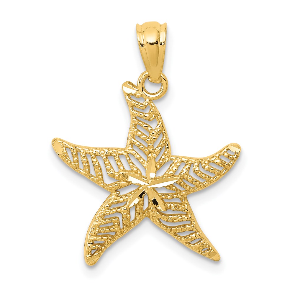 K6062.jpg 14k Diamond-cut Polished Filigree Starfish Pendant - Image 1
