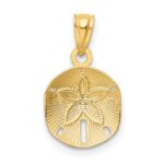 14k Satin Diamond-cut Sand Dollar Pendant - Image 3