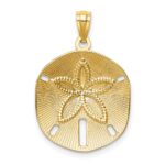 14k Satin Diamond-cut Sand Dollar Pendant - Image 3