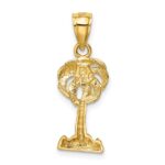 14k Polished Diamond-cut Palm Tree Pendant - Image 3