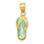 14k Polished 3-D Lab Created White Opal Flip Flop Pendant