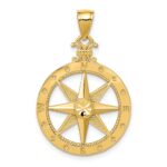 14k Diamond-cut Polished Compass Pendant