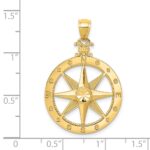 14K Diamond-Cut Polished and Satin Compass Pendant - Image 4