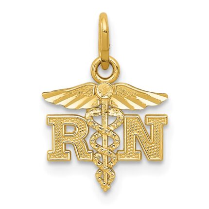 14k Diamond-cut Polished RN Registered Nurse Pendant