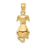 14k Polished Sitting Dog Back Pendant