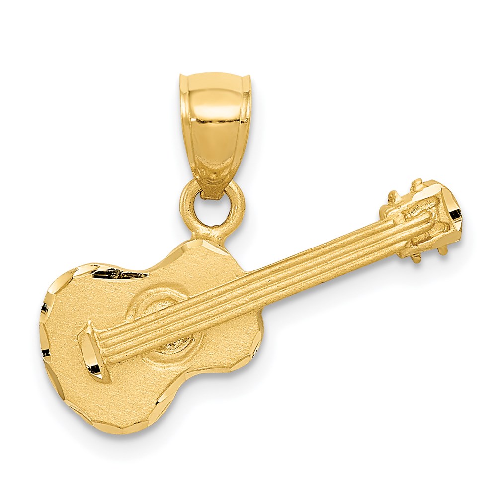 K6131.jpg 14k Satin Diamond-cut Acoustic Guitar Pendant - Image 1