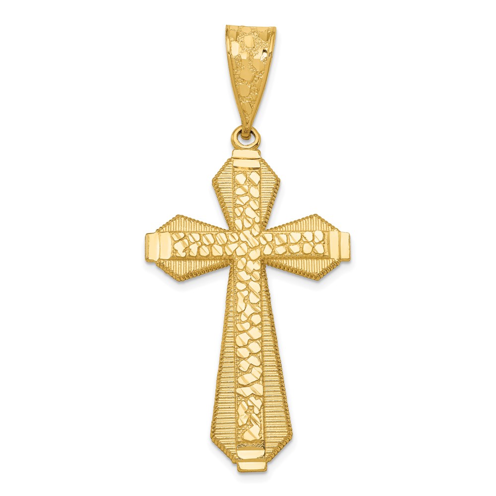K6162.jpg 14k Diamond-cut Nugget Center Cross Pendant - Image 1