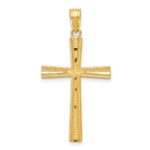 14k Reversible Satin/Diamond-cut Cross Pendant