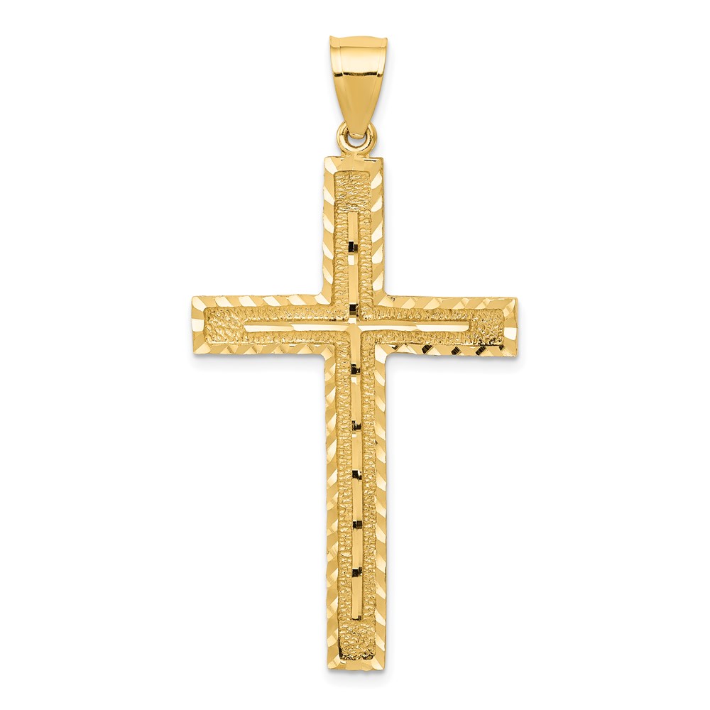 K6169.jpg 14k Polished and Textured Diamond-cut Latin Cross Pendant - Image 1