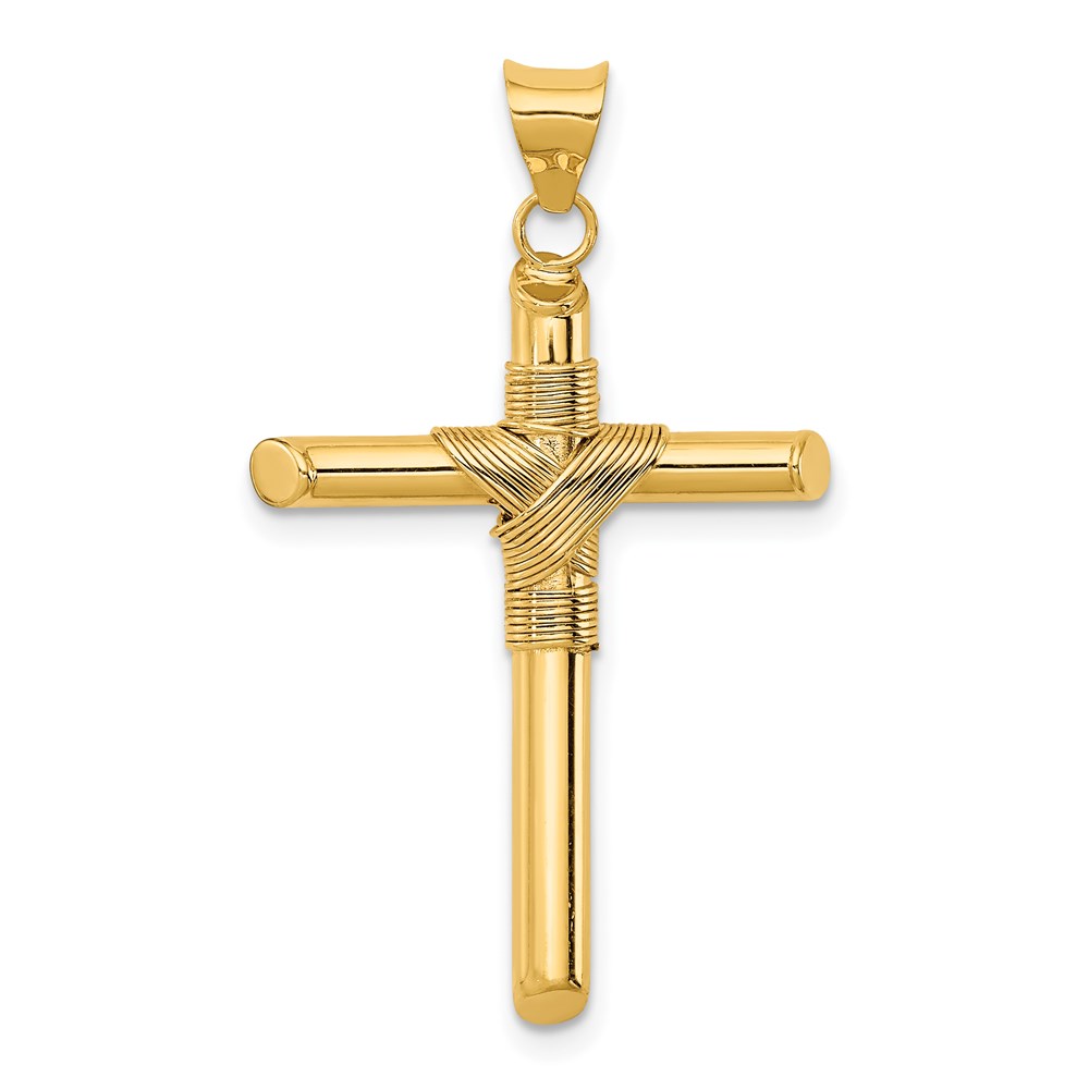 K6189.jpg 14K Polished with Center Wrap Tube Cross Pendant - Image 1