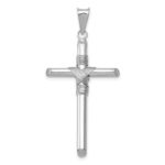 14K White Gold with Center Wrap Tube Cross Pendant
