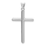 14k White Gold Polished Tube Cross Pendant - Image 3