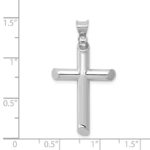 14k White Gold Polished Tube Cross Pendant - Image 4