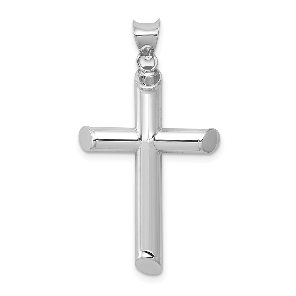 K6206.jpg 14k White Gold Polished Tube Cross Pendant - Image 1