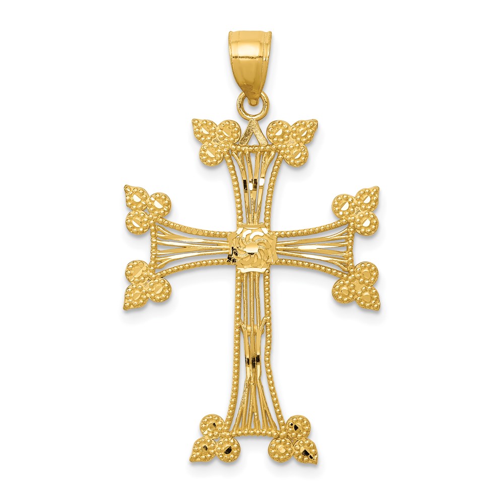 K6234.jpg 14k Diamond-cut Fancy Cross Pendant - Image 1
