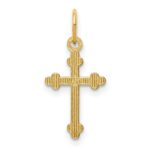 14k Small Diamond-cut Budded Cross Pendant - Image 3