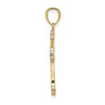 14k with White Rhodium Diamond-cut Filigree Cross Pendant - Image 2