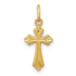 14k Polished Diamond-cut Small Cross Charm