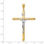 14k Two-Tone Polished Crucifix Pendant - Image 3