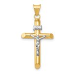 14k Two-Tone Polished INRI Crucifix Pendant