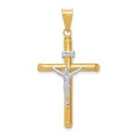 14k Two-Tone Polished INRI Crucifix Pendant