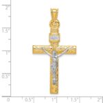 14K Two-Tone and White Rhodium Crucifix Pendant - Image 4