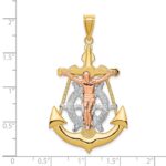 14k Tri-Color Mariner Crucifix Pendant - Image 3