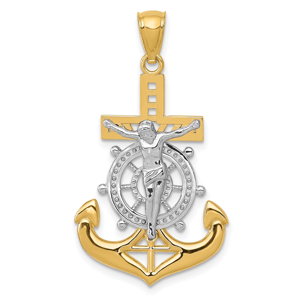 K6331.jpg 14k and White Rhodium Polished Mariners Crucifix Pendant - Image 1