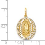 14k Two-Tone Our Lady Of Guadalupe Semi-solid Oval Pendant - Image 3