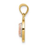 14K Two-Tone with White Rhodium Diamond-cut CZ Our Lady of Guadalupe Oval Pendant - Image 2