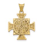 14K and White Rhodium Semi-solid St. Benedict Cross Pendant - Image 4