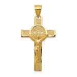 14k Polished San Benito Solid 2-Sided Crucifix Pendant