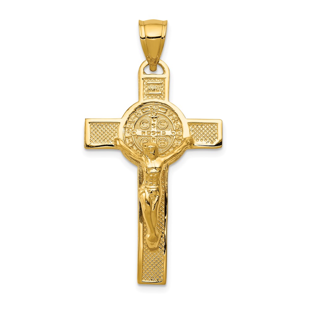 K6359.jpg 14k Polished San Benito Solid 2-Sided Crucifix Pendant - Image 1