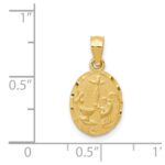 14K Satin and Diamond-Cut Baptism Oval Pendant - Image 3