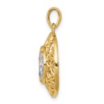 14k and White Rhodium Polished Filigree Guardian Angel Pendant - Image 2