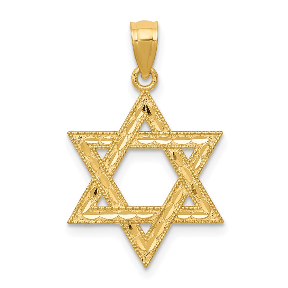 K6374.jpg 14k Diamond-cut Polished Star of David Pendant - Image 1
