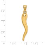 14k Hollow 3-D Italian Horn Pendant - Image 4